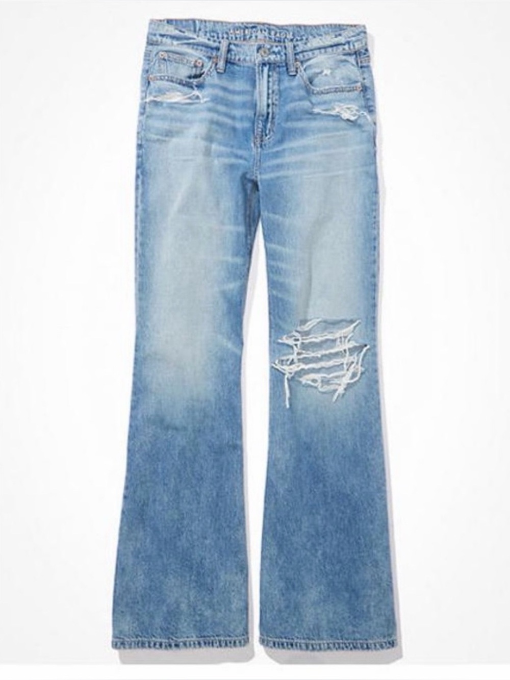 American Eagle Outfitters Low Rise Baggy Flare Jean Women Size 14 Short